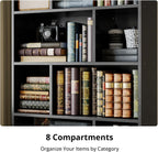 IRONCK 4-Tier Bookcase with Doors, Tall Storage Bookshelf, Black