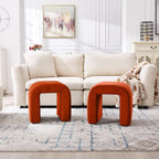 Multi-Functional Ottoman Stool Set of 2, Footrest for Couch, Modern Vanity Stool for Make-up Room, Living Room and Entryway, Small Cute Footstool (Rust Velvet)