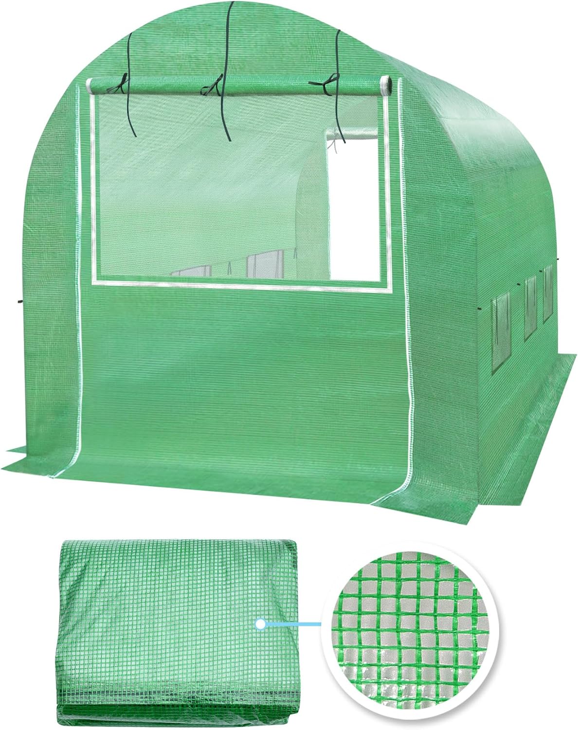 YardGrow Greenhouse Replacement Cover Larger Walk in Outdoor Plant Gardening Greenhouse, 2-Doors with 2 Mesh Windows, Frame Does NOT Included (10'x7'x7')