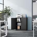 Fesbos Metal Storage Cabinet-36” Tall Steel File Cabinet with Lockable Doors and Adjustable Shelves-Black Steel Storage Cabinet for Home, School, Office, Garage