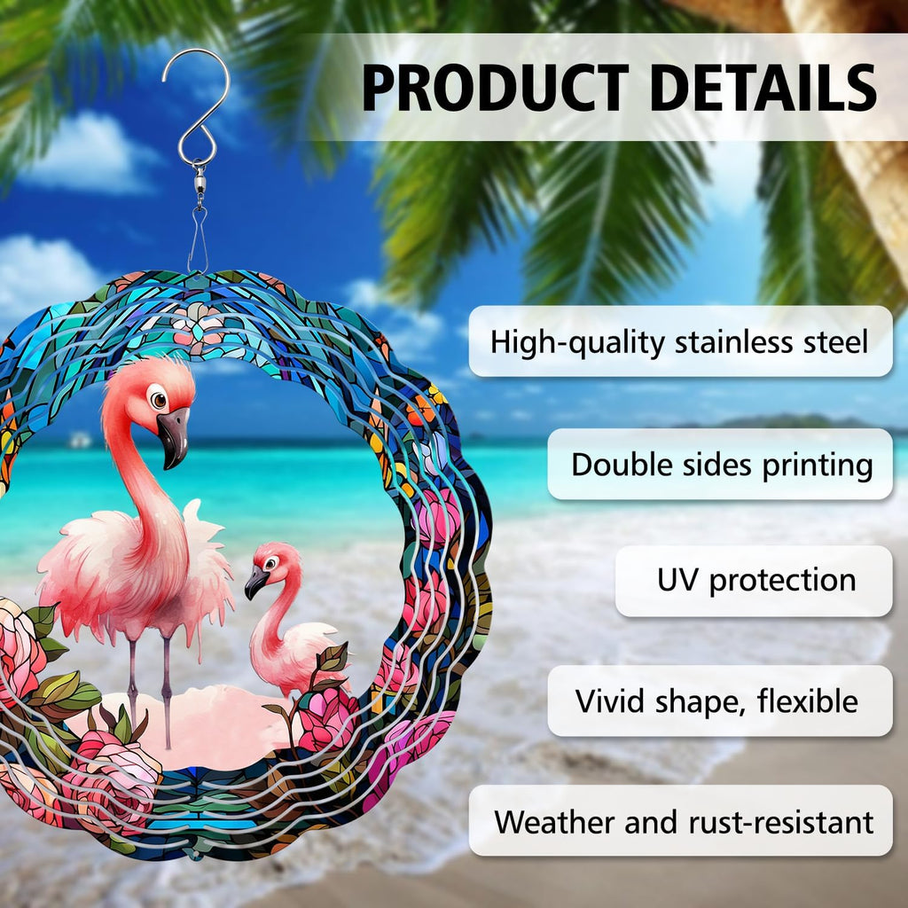 Mother Baby Flamingo Wind Spinner, Mother Baby Flamingo Wind Spinner Hanging for Yard and Garden, Unique Gift Wind Spinner, 3D Hanging Wind Spinner Outdoor