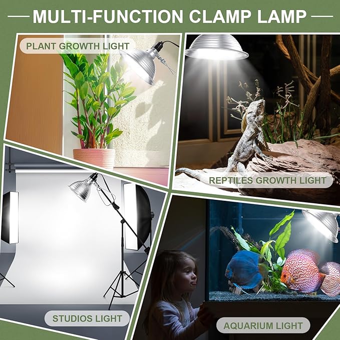 Macarrie 30 Pack 5.5 Inch Clamp Lamp Light with Aluminum Reflector, 6ft SPT-2 18awg Cord and Adjustable Stand Fixture E26 Socket, up to 150 Watt, with Bulb Guard