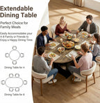 ARTETHYS 43.3"-59" Extendable Round Dining Room Table for 4-8 with Lights Oval Modern Table with Hidden Leaf and Glass Storage Shelf for Kitchen Living Room, Rustic