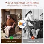 3 Motor Large-Wide Lift Chair, Infinite Position, 180° Lay Flat, Power Lift Chairs Recliners for Elderly Big and Tall, Massage & Heat, Extended Footrest (Deep Brown, Large Wide)