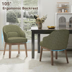 MALOL Dining Chairs Set of 4 with Lumbar Support,Fabric Upholstered Kitchen Chairs with Wooden Legs,Green