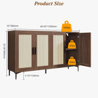 JASIWAY Buffet Cabinet with Storage, 48" Rattan Sideboard with Adjustable Shelves, Modern Coffee Bar Cabinet Console Table with Doors, Credenza for Kitchen, Living Room, Entryway, Dining Room, Walnut