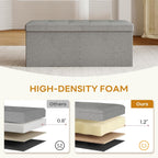 KROFEM 43.5" Folding Storage Ottoman Bench,Rectangle Foot Rest Stool for Living Room and Bedroom Holds 660 lbs,Light Gray