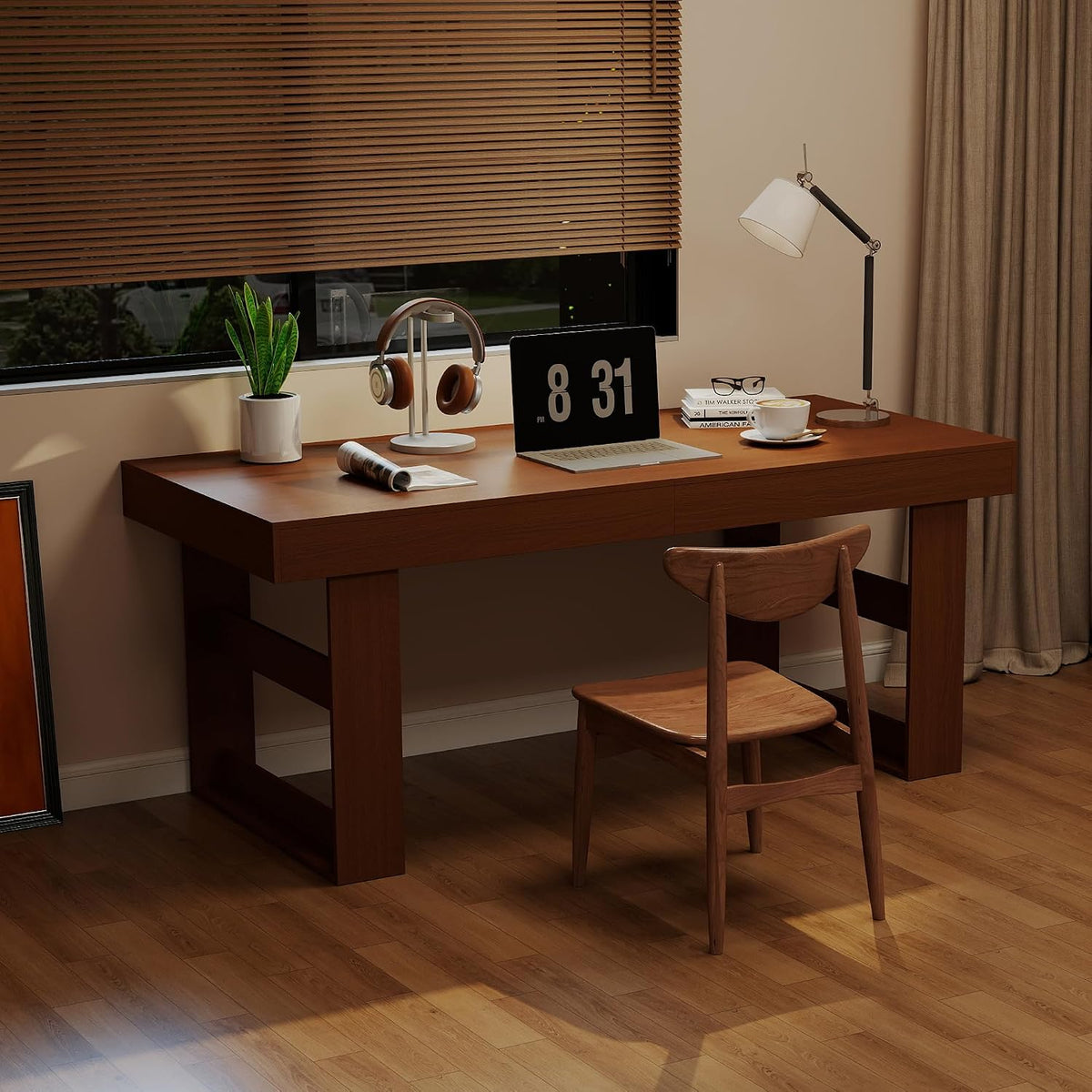 Extendable Dining Room Table for 6-10, 70.9"-78.7" Long Kitchen Table with Thick Tabletop, Space Saving Modern Dinner Table with Solid Wood Legs for Kitchen Dining Living Room, Walnut