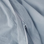 JIYUAN 100% Washed Cotton Duvet Cover Set 2 Pieces Twin, 1 Duvet Cover 68x90 Inches(Comforter Not Included) and 1 Pillowcases,Linen Feel Bedding Set Comfy and Breathable, Heathered Light Blue