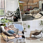 Rocking Chair with Cushion, Oversized Egg Chair Indoor Outdoor, All-Weather Lounge Rocker for Patio, Balcony, Garden(A,1 Chair)