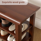 SShoe Rack Bench Mid Century Modern 2-Tier Shoe Rack Organizer for Entryway Hallway or Living Room Farmhouse Rustic Wooden Seat Bench Brown 11.8" Dx31.5 Wx16.5 H