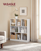 VASAGLE Bookcase, Bookshelf, Freestanding Storage Unit, 8 Open Compartments, Used Horizontally, Vertically, Upside Down, 11 x 35.4 x 39.4 Inches, for Living Room, Study, Office, Cloud White ULBC55WT