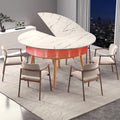 Big Foldable Round Table Tops only Extender, Large Round Folding Tabletop Extender Extend-8in No Legs, 4-fold Portable Wooden Dining Table top for Dining/Kitchen (White, D:59.05IN)