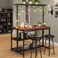 GarveeHome Kitchen Island with Storage, 42''Island Table for Kitchen with Seating Bakers Rack Microwave Oven Stand Shelf with 3 Tier Storage Shelf for Dining Room Living Room, 5 Hooks 42"*28"*72"