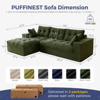 MAXYOYO Couch, 104-Inch L-Shaped Cloud Couch with Ottoman | Dark Green Upholstered Sofa Features Layered Cushions and Flexible Modules with No Assembly, Ideal for Modern Living Rooms.