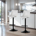 STOOLINK Adjustable Bar Stools Set of 2, Faux Leather Bar Stools with Back | Swivel Bar Chairs with 7.3" Footrest, Counter Height Bar Stools for Kitchen Island, Bistro, 17.5" Wide Seat, White