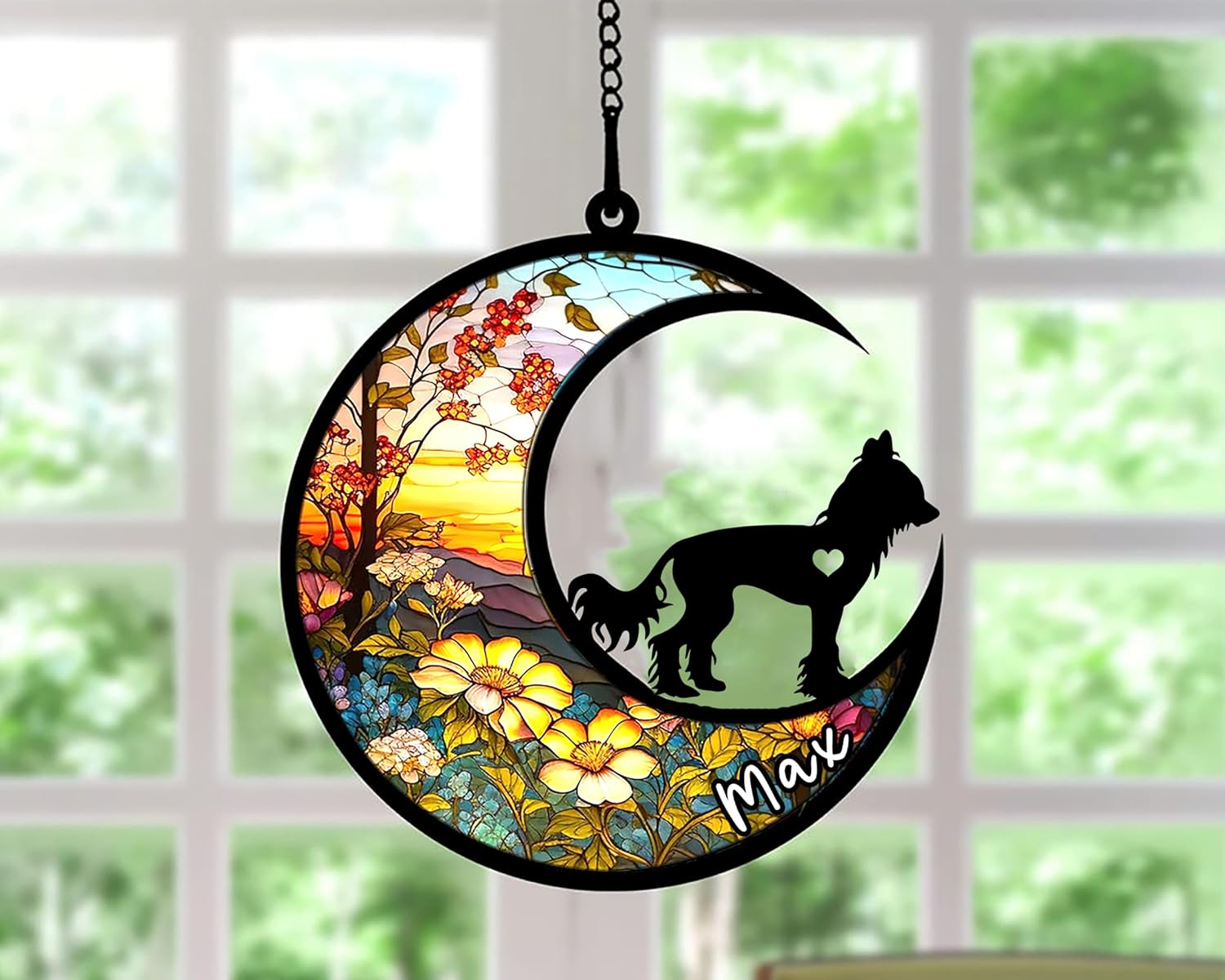 Personalized Dog Memorial, Custom Name Chinese Crested Dog Christmas Ornament, Custom Breeds, Pet Loss Light Catcher, Gifts for Lovers Loss of Pet Sympathy on Mothers Day Christmas