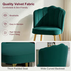VECELO Velvet Dining Chairs Set of 4, Modern Upholstered Kitchen Chairs with Thick Cushions, Curved Padded Backrest and Metal Legs, for Kitchen, Dining Room, Living Room, Green