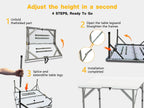 34" Square Folding Card Table, 3ft Foldable Portable Plastic Table | 3 foot Adjustable Height, Indoor Outdoor, White HDPE, Heavy Duty, Camping, Dining for Party, Picnic, Game, Mahjong, Puzzle