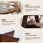Miereirl Extendable Dining Table Set for 4-6, 47.24"-63" Round to Oval Dining Table Set with Upholstered Chairs, Hidden Storage Shelf, Kitchen & Dining Room Furniture for Apartment