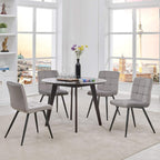 DUHOME Fabric Dining Chairs Set of 4, Black Metal Leg Accent Chairs Grey | Soft fabric upholstered accent chairs, sturdy black metal legs, for living room kitchen vanity reception room