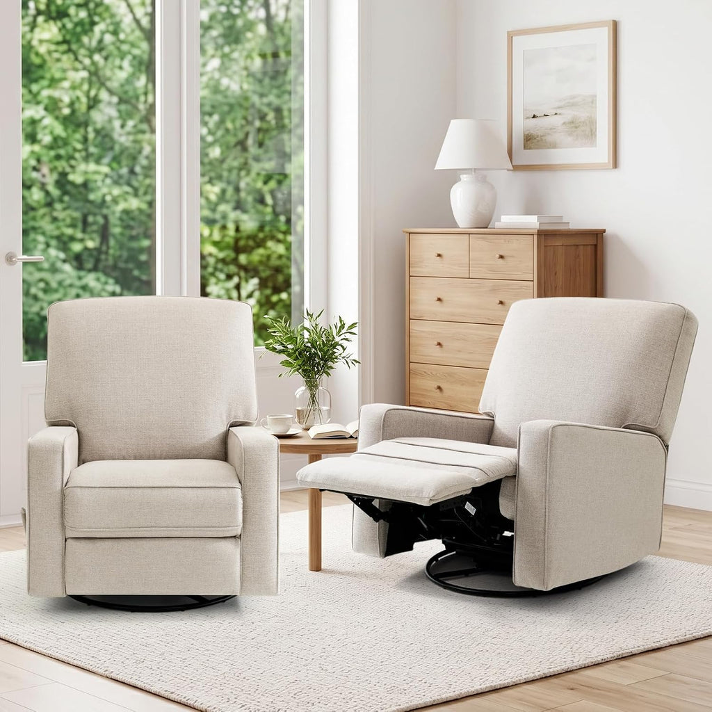 Harkawon Swivel Rocker Recliner Chair, Glider Rocker Recliner, Beige