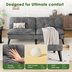 Vongrasig Futon Sofa Bed Velvet Futon Couch with Adjustable Backrest, Small Convertible Folding Sleeper Sofa Bed, Modern Loveseat for Living Room, Bedroom and Small Space, (Gray)