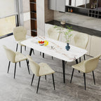 Dining Chairs, Modern Dining Room Chair Diamond Leather with Wooden and Metal Frame, Set of 2 (Khaki)