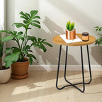 Boho Rattan Round Small End Tables for Small Spaces 16 X 19 Inch, Handmade Farmhouse Decorative Side Table Living Room Bedroom Balcony, Mini Coffee Table for Couch