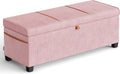 SONGMICS Storage Ottoman, 15.8 x 43.3 x 15.8 Inches, 27 Gal. (103 L) | Bench with Legs, Chenille Fabric, for Living Room, Entryway, Pink, RYEN Collection ULSF533R01