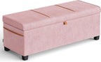 SONGMICS Storage Ottoman, 15.8 x 43.3 x 15.8 Inches, 27 Gal. (103 L) | Bench with Legs, Chenille Fabric, for Living Room, Entryway, Pink, RYEN Collection ULSF533R01