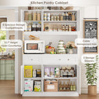 HIFIT 71" Tall Kitchen Pantry Cabinet with Spacious Countertop, 47.2" Wide Kitchen Hutch with Coffee Bar, Farmhouse Shoe Storage Cabinet for Entryway, White