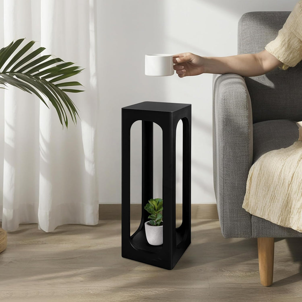 COVLON Drink Table, Wood Small Space Side Table, Decorative End Table for Living Room,Badroom or Entryway Decoration, Black