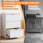 3 Drawer Metal Lateral File Cabinet with Lock,White Filing Cabinet | Heavy Duty Large Steel Storage Cabinets Home Office Wide Cabinets for Legal/Letter Size File,Assembly Required
