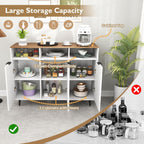 Giantex Sideboard Cabinet - 47” Buffet Cabinet with Storage Compartments, Countertop, 3 Doors Kitchen Cabinets, Modern Furniture for Living Room, Entryway, Coffee Bar (White & Natural)