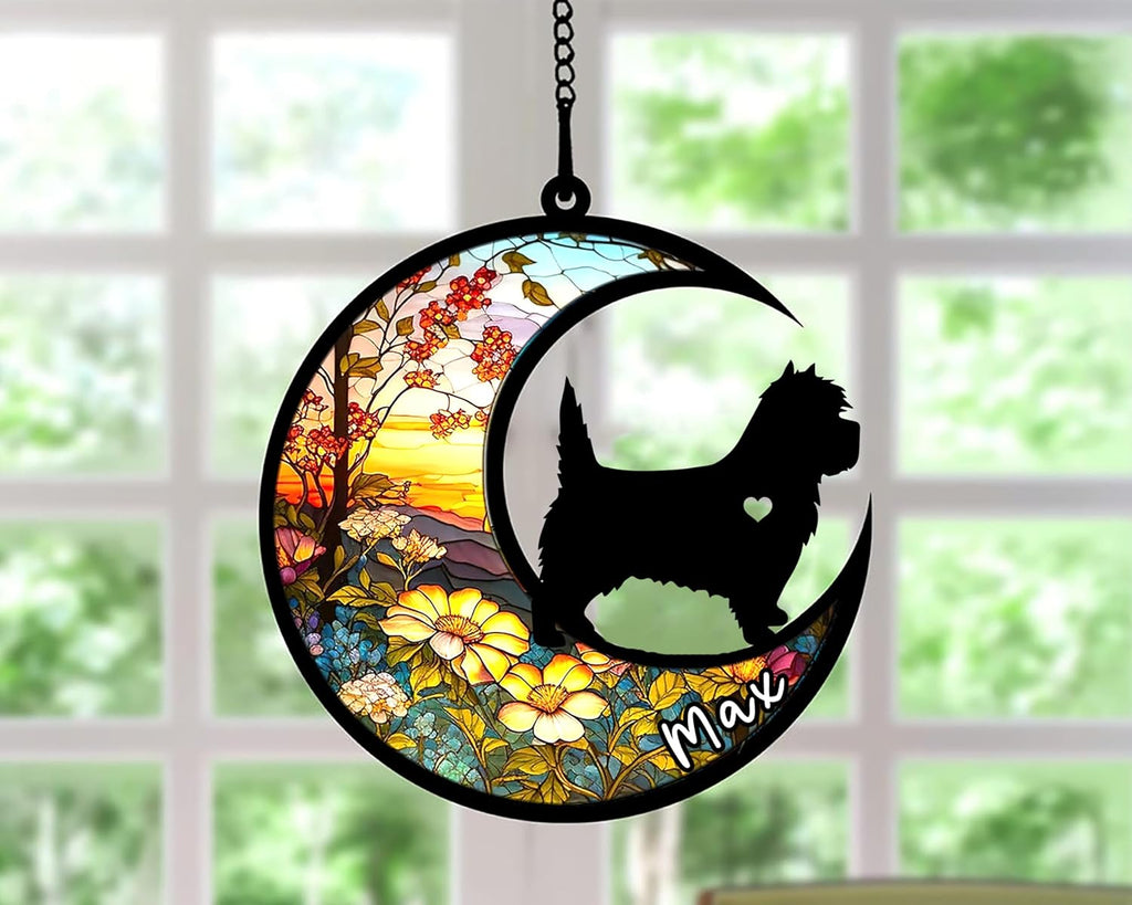 Personalized Dog Memorial, Custom Name Cairn Terrier Dog Christmas Ornament with Name, Custom Breeds, Pet Loss Light Catcher, Gifts for Lovers Loss of Pet Sympathy on Mothers Day Christmas