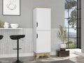 FM FURNITURE British Single Kitchen Pantry with 4 Shelves, and Double Doors Cabinet, Light Oak/White