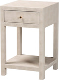Baxton Studio Dansby Modern Beige Faux Shagreen 1-Drawer End Table