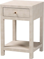 Baxton Studio Dansby Modern Beige Faux Shagreen 1-Drawer End Table