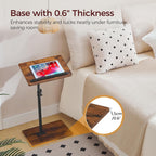 MAHANCRIS Set of 2 TV Tray Table, Height Adjustable TV Trays with 360° Swivel, Space-Saving Side Table for Couch, Multi-Functional Sofa Table with Anti-Slip Bar, Bedside, Rustic Brown ETRB4501S2