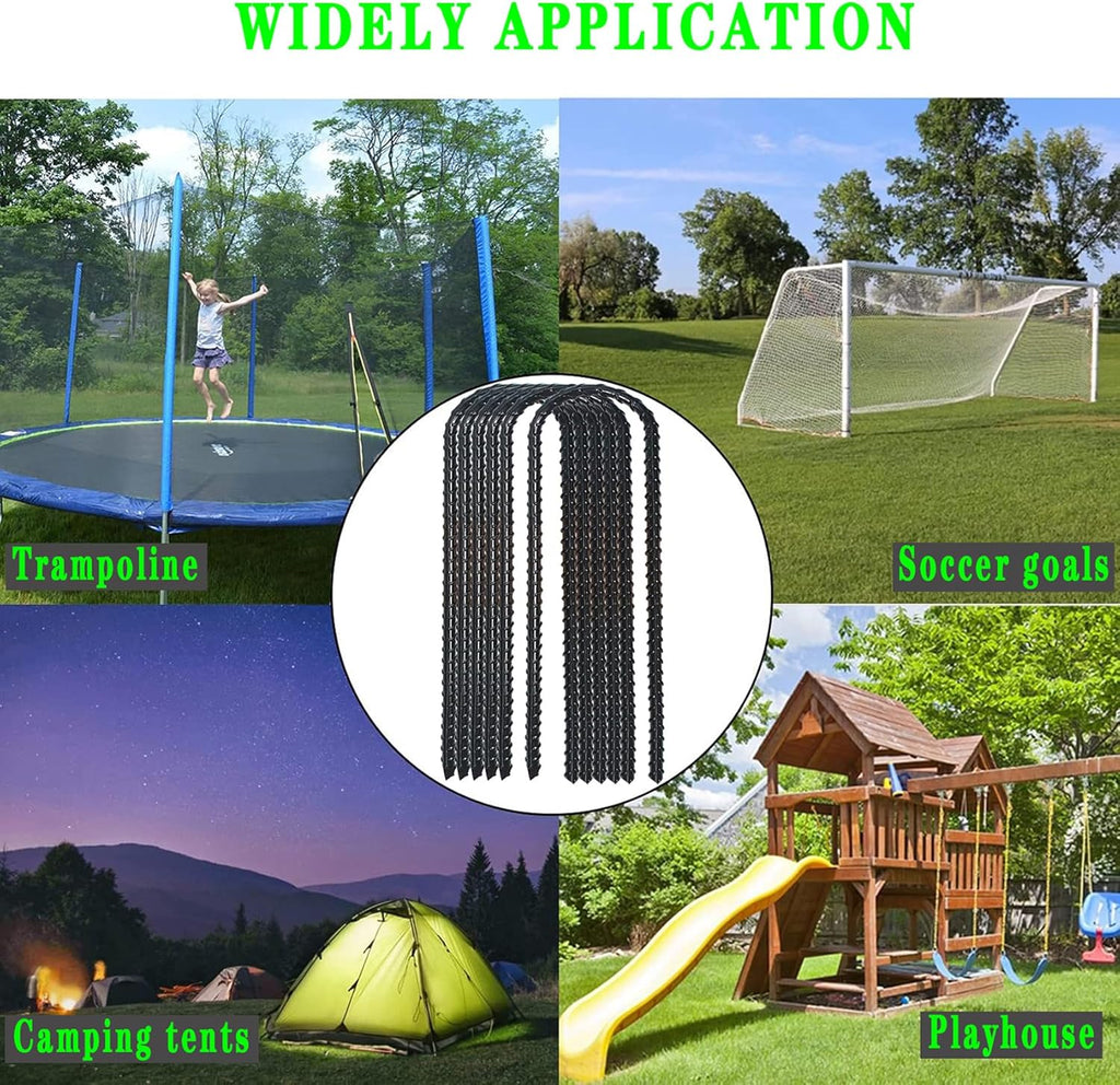 12-Inch Trampoline Wind Stakes, Extra Heavy Duty U Shaped Coated Rebar Stakes Safety Ground Anchors for Huge Garden Decoration (6)
