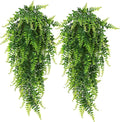 RECUTMS Hanging Artificial Plants 4Pcs UV Resistant Fake Boston Fern Realistic Faux Greenery Plastic Ivy Vines for Wall Home Room Garden Wedding Party Garland Outside Decoration(Green)
