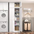 SteeLoong 86“ Kitchen Pantry Cabinet,Metal Storage Cabinets with Doors and 4 Adjustable Shelves,White Kitchen Cabinet with 4 Gold Handles,Tall Cabinet for Livingroom,Pantry, Bathroom