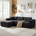 JAMFLY 103" Modular Sectional Sofa for Small Spaces, No Assembly, Black | Pet-Friendly Corduroy, High Back Support, Compact for Apartments, Ready to Use, Deep Seat & Memory Foam