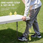 Folding Table 4 Foot - 2-Position Adjustable Height, Heavy Duty 400 lbs Capacity - Portable Tables Folding for Camping, Party, Indoor & Outdoor Use, 1 Pack
