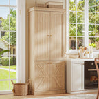 Vyre 70.8" Tall Kitchen Pantry Cabinet with Doors, Farmhouse Modular Storage Cabinet with 4-Tier Adjustable Shelves, Large Storage Cabinet for Kitchen or Living Room, Set of 3, Brown