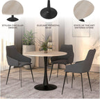 LeisureMod 35" Round Dining Table with Sintered Stone Top – Modern Black Pedestal Base Mid-Century Café Table for Kitchen & Dining Room