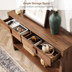 ONBRILL 40 Inch Narrow Console Table with Drawers and Open Shelves