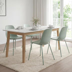 LSSBOUGHT Modern Dining Chairs Set of 4, Mid-Century Plastic Kitchen Chairs with Metal Legs, Comfortable Armless Side Chairs for Dining Room, Kitchen, Living Room & Small Spaces (Green)