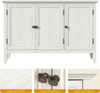 RoyalCraft Buffet Cabinet with Storage, Mid Century Modern Sideboard with 3 Doors, Wood Credenza Coffee Bar Cabinet, Console Table for Dining Room, Living Room, Kitchen, Hallway, Grayish-White